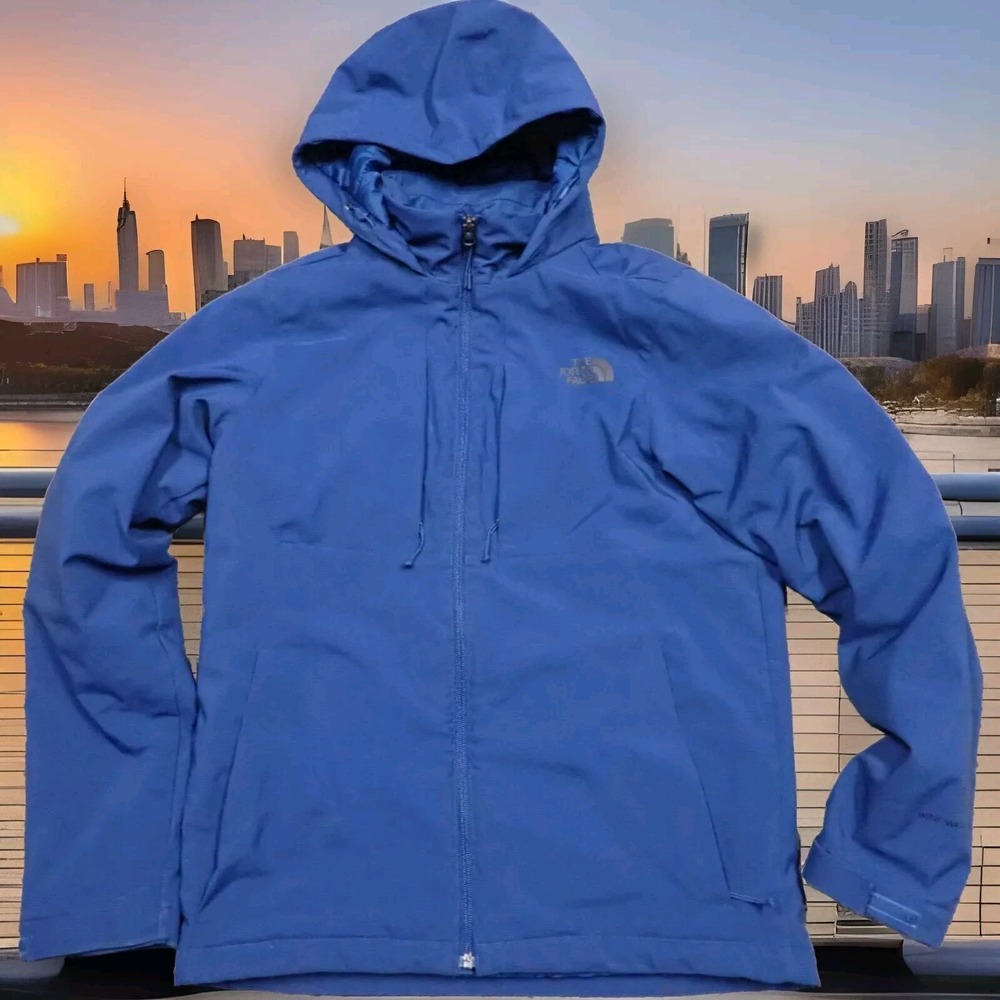 The North Face WindWall Jacket Mens Small Blue Excellent Hooded Softshell Zip‎